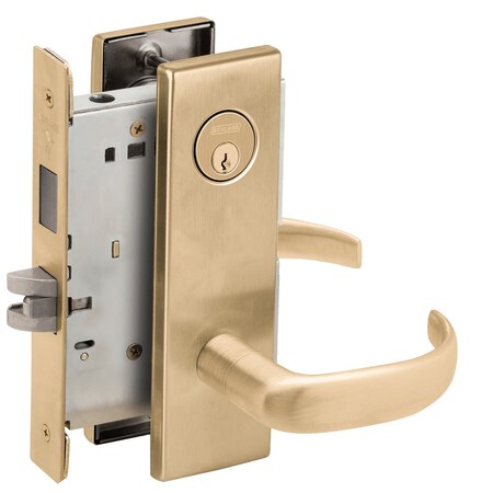 Schlage Corridor Mortise Lock with Deadbolt, 17N Design, Satin Brass L9456P 17N 606